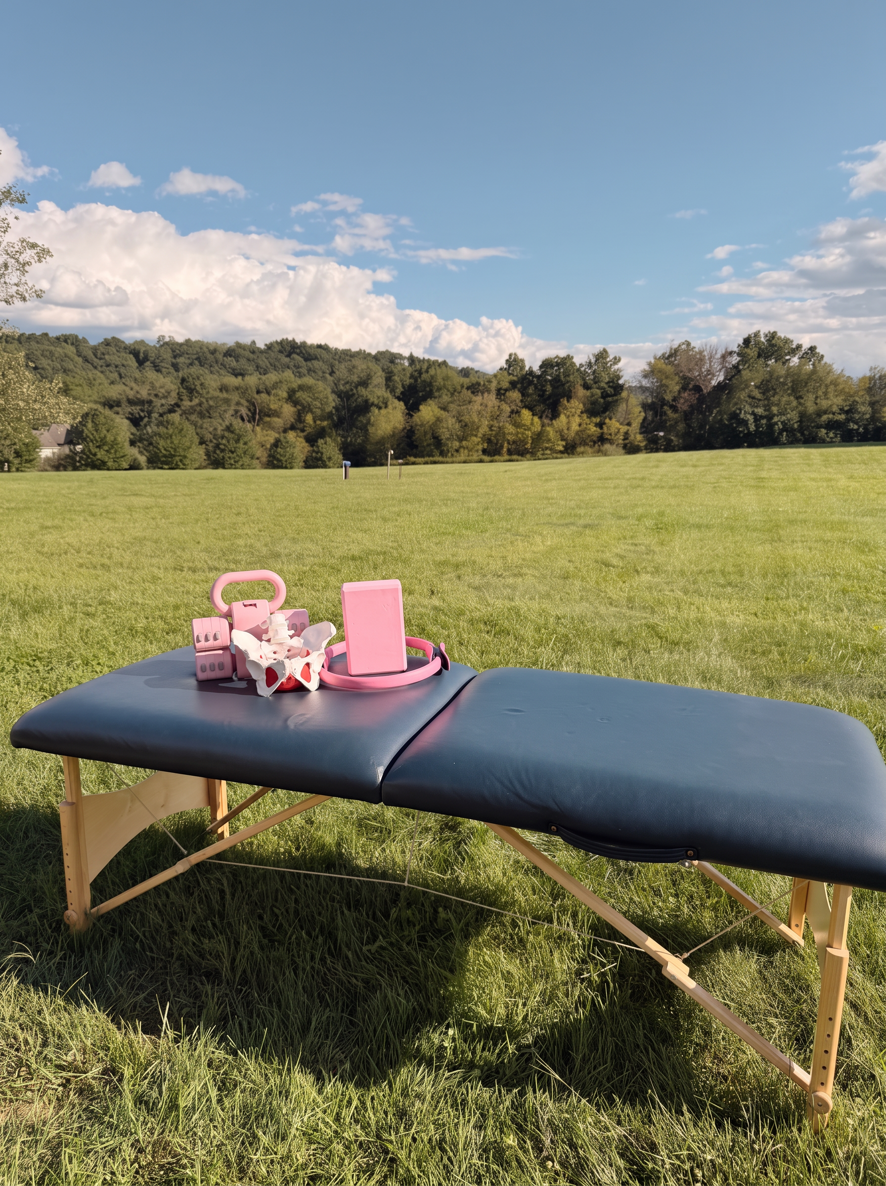 Mobile pelvic floor therapy table and equipment set up for a home visit in Somerset County, New Jersey