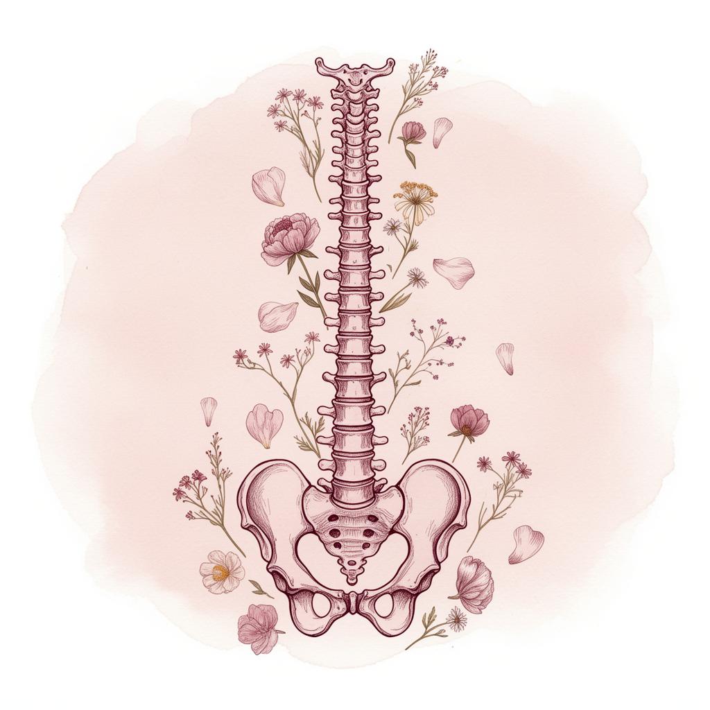 Anatomical spine and pelvis sketch